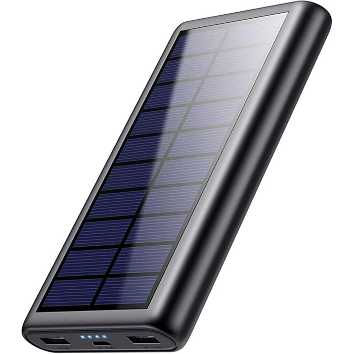 Портативний сонячний павербанк 26800mAh з USB-C, 3 виходи, для активного відпочинку, сумісний з iPhone та Samsung (чорний)