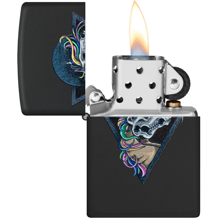 Запальничка Zippo з черепом коня, чорний матовий корпус, ефект Black Light, заправна, вітростійка, подарункова коробка, США