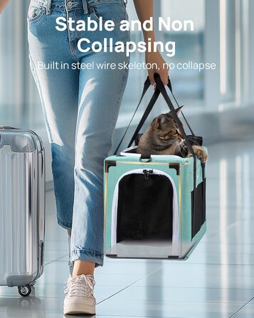 Транспортна сумка для котів Pecute Katzentasche: легка, складана, для котів та маленьких собак, до 4 кг, 44 x 23 x 30 см, аква-зелений