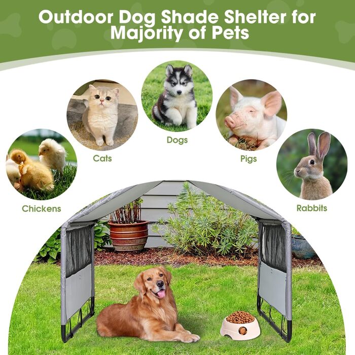 Будка для собак Outdoor 120x120x100 см, водонепроникна, сітка, сірий колір