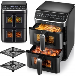 Вертикальна двокамерна аерофритюрниця 11л Air Fryer 2800W, 12 режимів