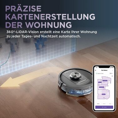 Робот-пилосос Shark PowerDetect 2-в-1 з функцією миття, NeverTouch Pro, самостійне очищення до 60 днів, LiDAR-навігація, NeverStuck, керування через додаток, RV2800ZEEU, 2 щітки, Anti-Micro Pads, 1 капсула