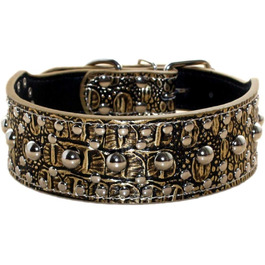 Унісекс шкіряний ошийник для собак з нітками, розмір M, L, золотисто-коричневий