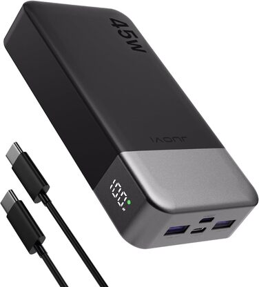 Power Bank JUOVI J2621, 20000mAh, 45W, для Switch, MacBook, iPhone, Samsung, Steam Deck та інших пристроїв