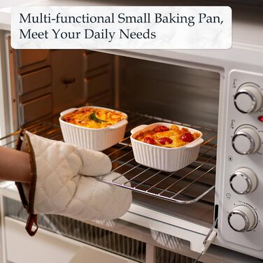 Набір форм для запікання NUTRIUPS 400мл (4 шт.) з кераміки, 14.5 x 11.5 x 5.5 см, квадратні, з ручками, для духовки та мікрохвильовки (білі)