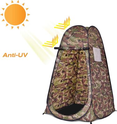 Намет для душу GYMAX, 120x120x190 см, для кемпінгу, відпочинку на природі, з сумкою, Flecktarn (зелений)