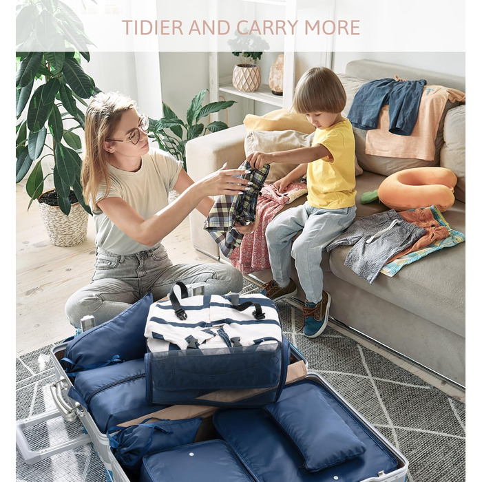 Органайзер для валізи Meowoo, набір 8 шт., Packing Cubes для подорожей та бізнесу, система зберігання багажу (Морська синя)