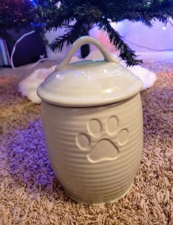 Контейнер для собачих ласощів великого об'єму, герметичний, керамічний, зелений