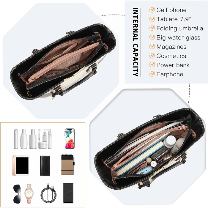 Сумка жіноча Lulu Daen середнього розміру зі штучної шкіри (PU) - чорна, комплект з гаманцем, для роботи, подорожей, бізнесу