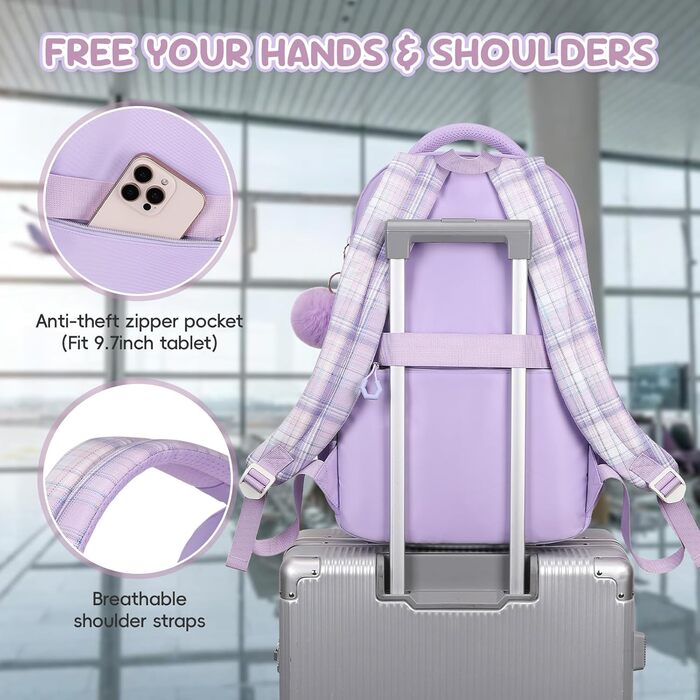 Шкільний набір для дівчаток: рюкзак, ланч-бокс, пенал. 3-ий клас, 4-5 клас, фіолетовий колір