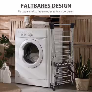 HOMCOM Clothes Rack with Telescopic Rods, Large Clothes Dryer 138.5x63x208cm, Foldable, Ideal for Large Laundry Room