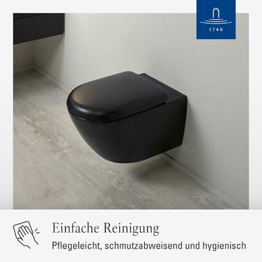 Сидіння для унітаза Villeroy & Boch O.novo D-подібне з мікроліфтом (SoftClose), Duroplast, матовий чорний