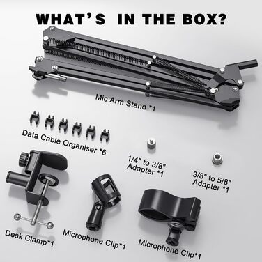 Кріплення для мікрофона на шарнірі, настільний тримач з клямкою, сумісний з 3/8' та 5/8' гвинтами, ідеально підходить для TikTok Live-трансляцій та співу