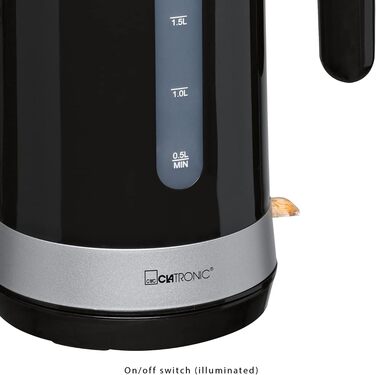 Електричний чайник Clatronic WK 3837: скляний, 1.7 л, BPA free, з підсвічуванням, для дому