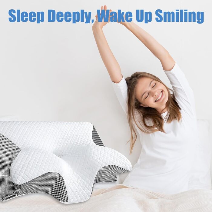 Ортопедична подушка для шиї SaiXuan з Memory Foam. Ергономічна 3D подушка для спини та тих, хто спить на боці. Регульована висота 60×35×7.5/11.5 см. Дихаючий, пральний чохол.