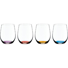 Стакани RIEDEL Happy O Vol. 2, прозоре кришталеве скло, кольорове дно, машинне виготовлення