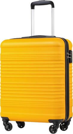 Набір валіз COOLIFE для ручної поклажі (55x35x20cm + 40x25x20cm) з TSA замком, 4 колеса, ABS, жовто-чорний колір