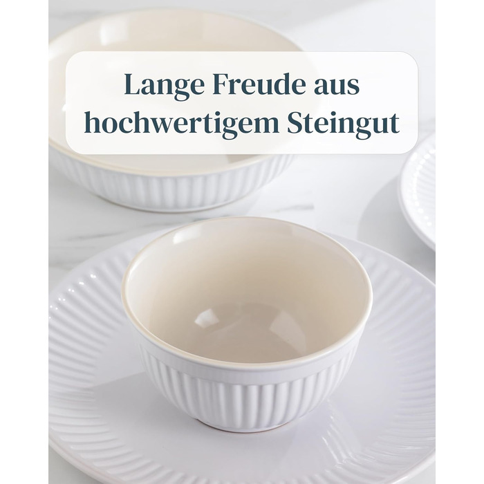 Набір посуду Steingut Hygge 48 предметів (12 осіб), сірий, преміум якість