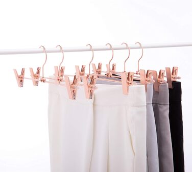 20 шт. Міцні вішалки для штанів та спідниць Rose Gold (мідь) з обертовими гачками та регульованими кліпсами