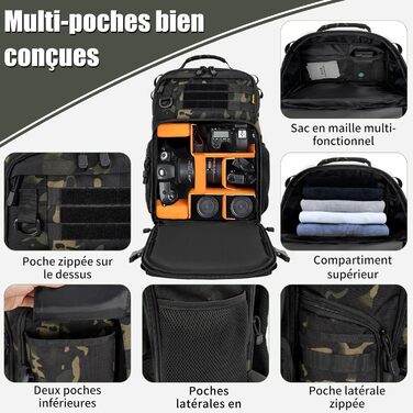 Рюкзак для камери OUUTMEE з відділенням для ноутбука 15.6 дюймів - водонепроникний рюкзак для фотокамери, міцний рюкзак для DSLR/SLR, сумісний з Canon, Nikon, DJI дронами | Знімний м'який вкладиш |