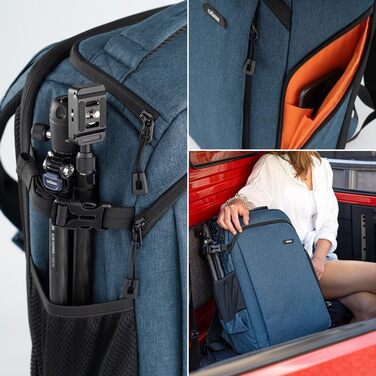 Рюкзак для фототехніки DÖRR Prag Go 16L, водонепроникний, для DSLR/SLR, з відділенням для ноутбука 16 дюймів, для дронів, знімні перегородки, тримач для штатива (блакитний)