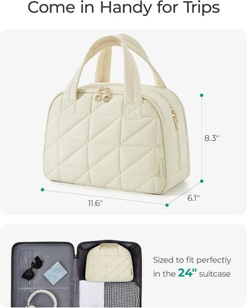 Сумка для косметики BAGSMART для жінок, велика дорожня косметичка, об'ємна косметична сумка, дорожня сумка для макіяжу та косметики з ручкою, чорна