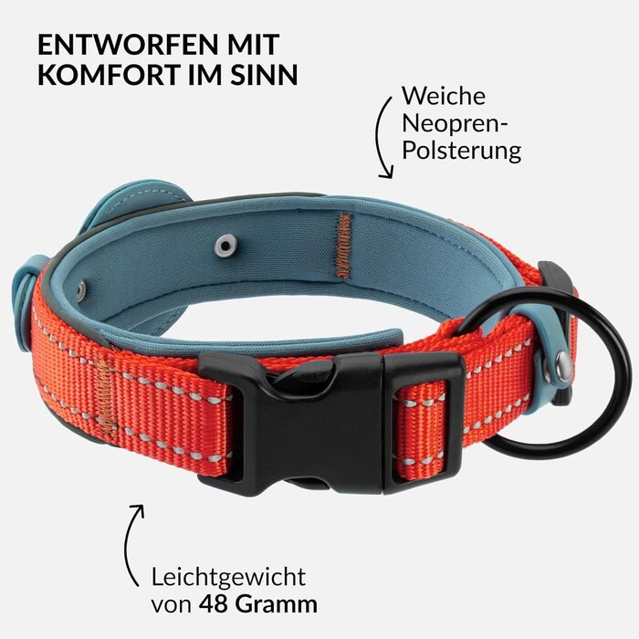 Нашийник для собак Airtag CollarDirect, світловідбиваючий, зелений, розмір L (42-51 см) / XL (51-61 см), для Apple AirTag