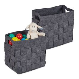Relaxdays Grey Felt Storage Baskets, 2-Pack