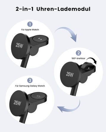 Зарядна станція JoyGeek 4-в-1 з магнітною індуктивною зарядкою 25W для Samsung Galaxy S26/S25/Ultra/Z Fold/Flip 7, бездротова зарядка для Galaxy Watch 8/5/Ultra та Buds 4/2/Pro (чорна)