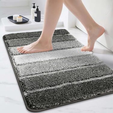 Килимок для ванної кімнати COSY HOMEER 40 x 60 см, м'який, нековзний, миючий, для душу та ванної кімнати (Темно-сірий)