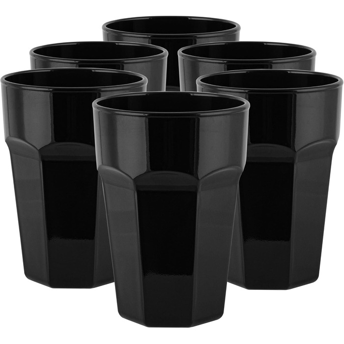 Set of 425 ml Cocktail Glasses, Set of 6 Long Drink Glasses, Colorful Glasses – Dishwasher-Safe Crystal Glasses Gigi Piano Black