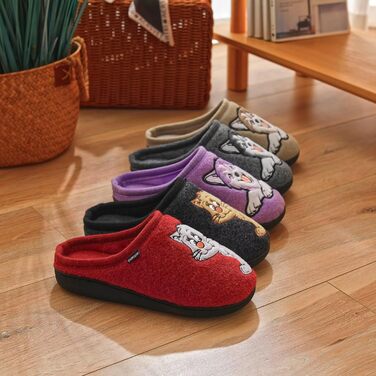 Тапочки додому чоловічі та жіночі з милим мотивом котів та собак, зимові теплі плюшеві з підкладкою з фетру, 38/39 EU, червоні