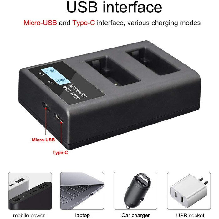 CITYORK 2 шт. акумулятори LP-E17 1800mAh + Dual USB зарядний пристрій для Canon EOS R10, R8, RP, R50, R100, 200D, 77D, 750D, 760D, 800D, 8000D, M3, M5, M6, Rebel SL2, SL3, T6i, T6s, T7i