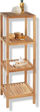 WENKO Norway Shelving Unit with 4 shelves, open standing shelf with 3 shelves made of solid, oiled walnut wood with natural wood oil, high-quality processed living shelf for the household, 36 x 112 x 36 cm, Natural
