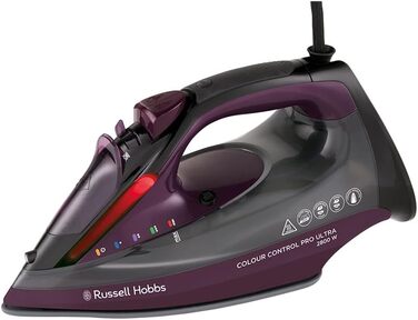 Russell Hobbs Steam Iron, Ceramic Non-Stick Sole, 195g Steam Shot, 50g Variable Steam, 380ml Water Tank, Self-Cleaning, Anti-Scale & Anti-Drip Function, Indicator Light, 2800W, 27281-56
