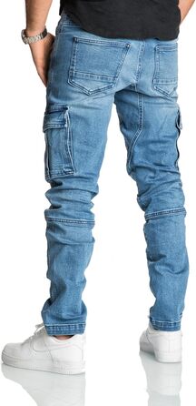 Чоловічі джинси Cargo Regular Slim Denim R7977 світло-блакитні (40W/34L), з ефектом зношеності