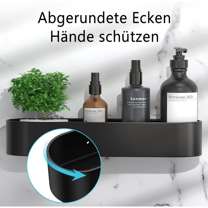 Geeqzeel Shower Shelf No Drilling, Shower Rack, Shower Basket, Self-Adhesive Bathroom Shelf, Wall-Mounted for Bathroom, Kitchen