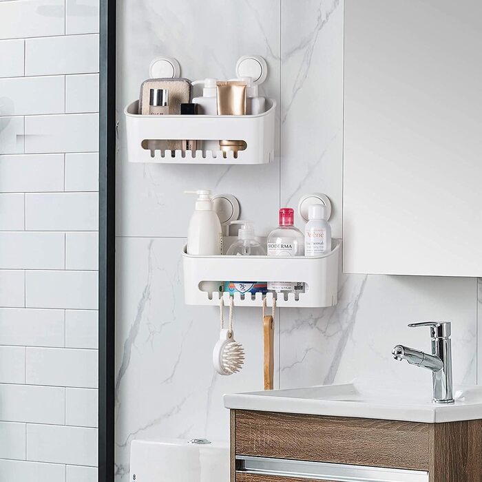 ilikable Shower Shelf WITHOUT DRILLING, Shower Basket with Strong Suction Cup, 1000 Times Reusable Storage Shelf for Shower, Max 10 KG Bathroom Shelf