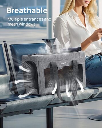 Транспортна сумка для котів Pecute Katzentasche: міцна переноска для домашніх тварин, легка, складана, для котів та маленьких собак, ідеальна для подорожей та до ветеринара, до 4 кг, сіра, 44 x 23 x 30 см