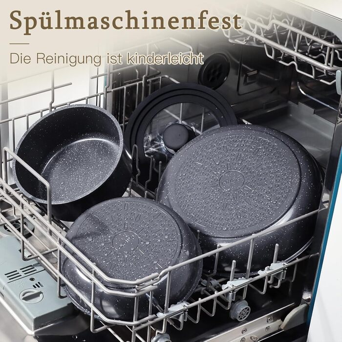 Набір посуду GiPP 15Plus: сковороди та каструлі з знімними ручками, індукційне дно з керамічним антипригарним покриттям, 15 предметів, чорний