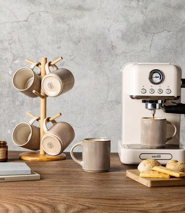 Набір посуду GBhome з реактивної глазурі для 6 осіб, 18 предметів: тарілки, миски, чашки (капучино), ручна робота, кераміка, безпечний для мікрохвильової печі та посудомийної машини