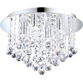 EGLO LED Wall Lamp Almonte, Bathroom Wall Light, Bathroom Lamp made of Metal in Chrome and Crystal in Clear, LED Damp-Proof Light Warm White, G9, IP44 (8-Light Ceiling Light)