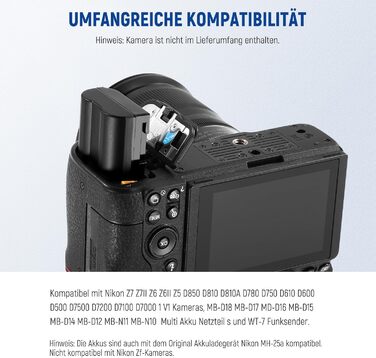 Акумулятор NEEWER 2280mAh (2 шт.) з USB-зарядним пристроєм, сумісний з Sony ZV-E10II, A9III, A7CII, ZV-E1, A7III, A7IV, FX3, FX30, A6700, A1, A7C, A7CR, A7RIV, A7RV, A7SIII, A9II (EN-EL15c)