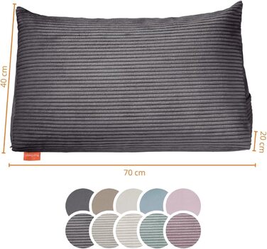 Підголовник для спини Sleepling з тканини Cord, трикутна подушка для ліжка та дивана, підтримка попереку, подушка для читання, пляжний килимок, знімний та пральний чохол, бічне кишеню, 70 x 40 x 20 см, темно-сірий