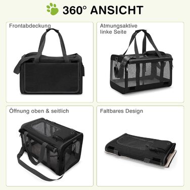 Транспортна сумка для котів та маленьких собак ALLSOPETS, 9 кг, чорна