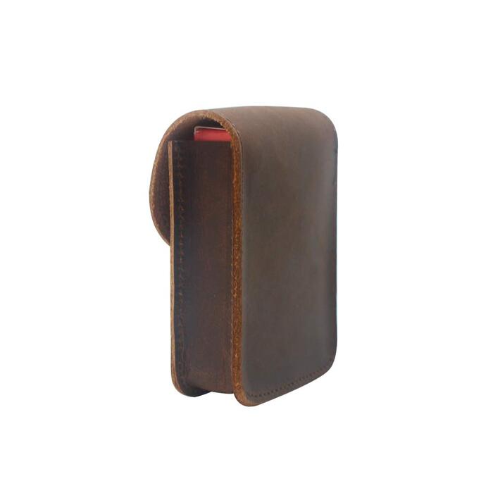 Boshiho Leather Card Holder Case - Genuine Leather Playing Card Case, Cigarette Case for Men, Gift (Dark Brown)