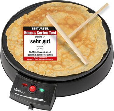 Clatronic® Crepe Maker for crepes with Ø29 cm | including batter dispenser | Crepe Maker | non-stick coated surface | continuously adjustable thermostat | Crepemaker | pancake maker with 900W | cm 3372
