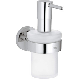 GROHE Essentials Soap Dispenser (with holder, concealed fixing, easy to clean, durable), chrome, 40448001, 15