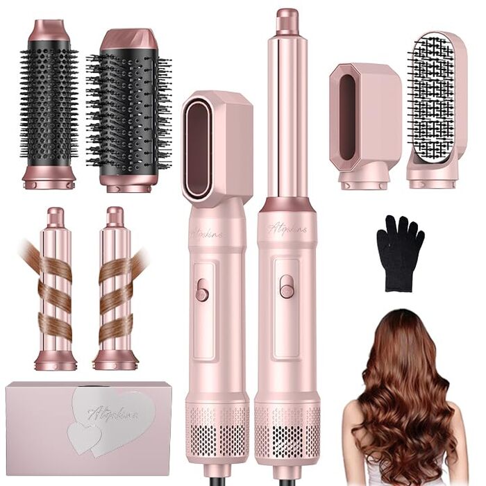 Фен-щітка Airstyler 6 в 1 Atopskins: 1000W, для об'єму, сушіння, випрямлення, локонів, рожевий