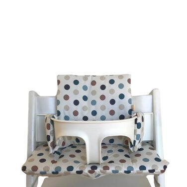 LUCCA kids Seat Cushion for Stokke Tripp Trapp High Chair - laminated coating for easy cleaning (Jungle turquoise) (dots blue, beige)